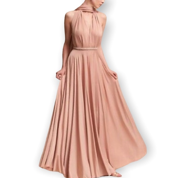 New Twobirds BHLDN Ginger Convertible Sz A / Fits 0 - 12 Dusty Pink Formal Gown - Picture 5 of 17